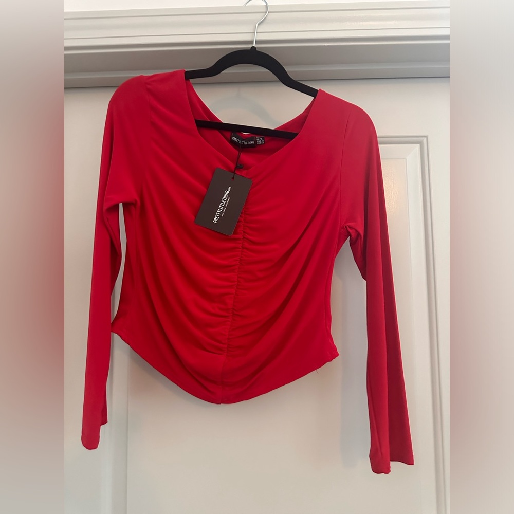 NWT Red ruched top